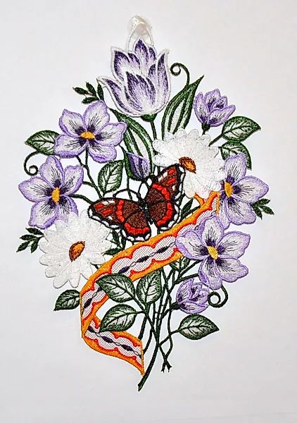 Stickereien Plauen Fensterbild »Blumenband Fensterbild«, Fensterbild "Blume günstig online kaufen