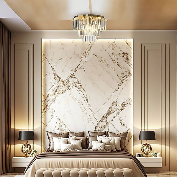 Deckenleuchte Milano, Ø 45 cm, gold/kristall, Glas, 6 x E14 günstig online kaufen
