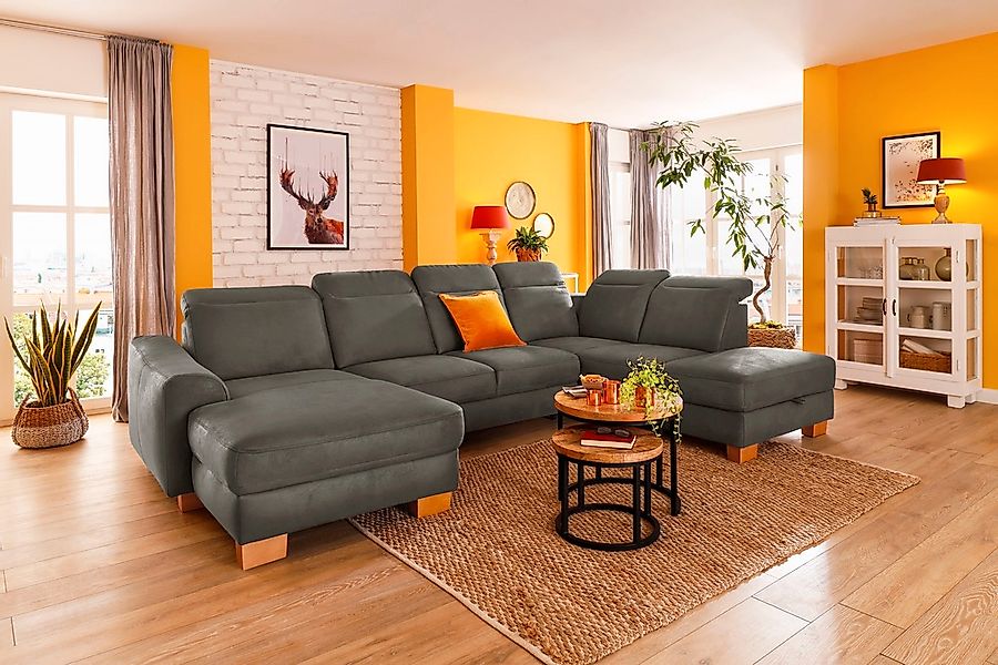 Home affaire Wohnlandschaft "Dundee U-Form" wahlweise mit Kopfteilverstellu günstig online kaufen