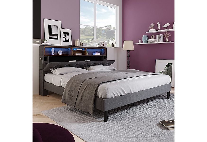Ulife Polsterbett Doppelbett mit LED-Beleuchtung (Packung, 1 Bett) günstig online kaufen
