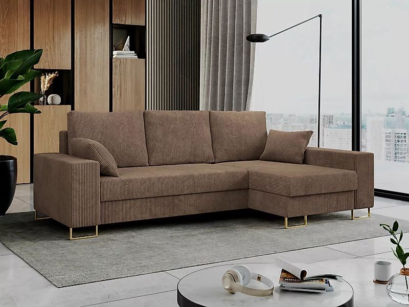 MKS MÖBEL Ecksofa DORIAN, Set, Bonellfedern, T30-Schaum, Golden Metallbeine günstig online kaufen