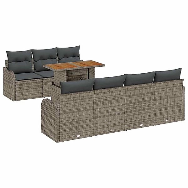 vidaXL 8-Teiliges Garten-Sofa-Set mit Grauen Kissen aus Poly Rattan 3358155 günstig online kaufen
