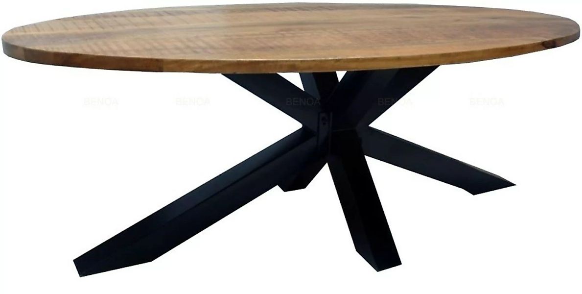 Esstisch Elipse Tisch Küchentisch Metall Massiv Mangoholz Industrial Loft günstig online kaufen