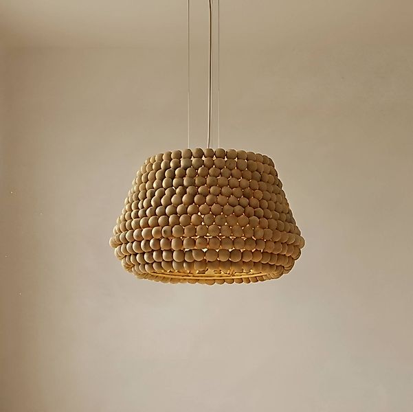 Lucande Hängeleuchte Melori, Holz, naturfarben, Ø 51 cm, E27 günstig online kaufen