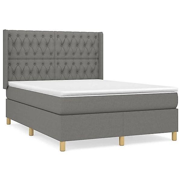 vidaXL Boxspringbett mit Matratze Dunkelgrau 140x200 cm Stoff1396427 günstig online kaufen