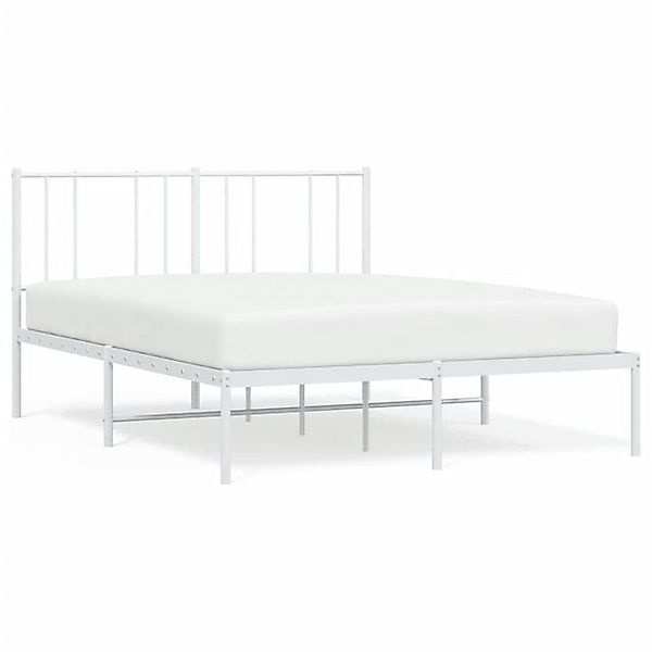 vidaXL Bettgestell, Bettrahmen mit Kopfteil Metall Weiß 140x190 cm günstig online kaufen