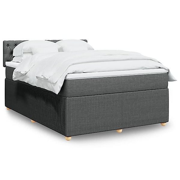 vidaXL Bettgestell Boxspringbett mit Matratze Dunkelgrau 160x200 cm Stoff B günstig online kaufen