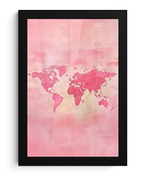 MuchoWow Poster Weltkarte - Rosa - günstig online kaufen