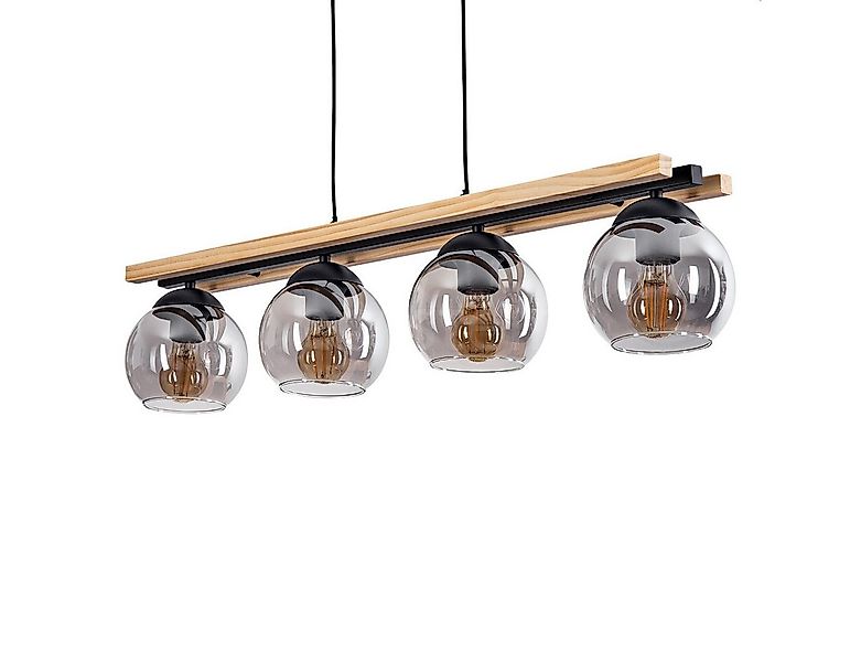 hofstein Pendelleuchte Hängelampe aus Metall/Holz/Glas in Schwarz/Natur/Rau günstig online kaufen