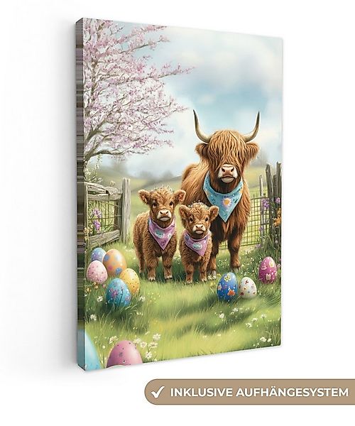 OneMillionCanvasses® Leinwandbild Schottische Highlander - Ostereier - Früh günstig online kaufen