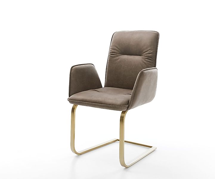Freischwinger Vinja-Flex Mikrofaser Taupe Vintage Freischwinger flach Gold günstig online kaufen