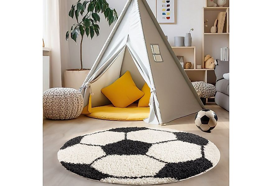 Carpettex Kinderteppich Fußball-Design, Rund, Höhe: 30 mm, Kinder Teppich F günstig online kaufen