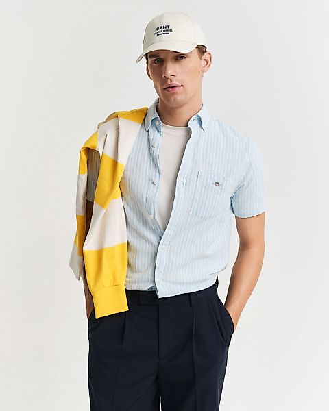 Gant Kurzarmhemd "REG COTTON LINEN STRIPE SS SHIRT" ist ideal für warme Som günstig online kaufen