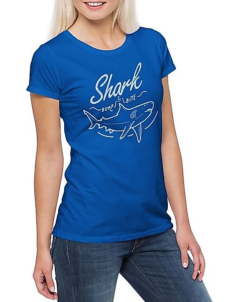 Urban Backwoods Print-Shirt Shark Bump & Bite Damen T-Shirt Hai Jaws Haie B günstig online kaufen