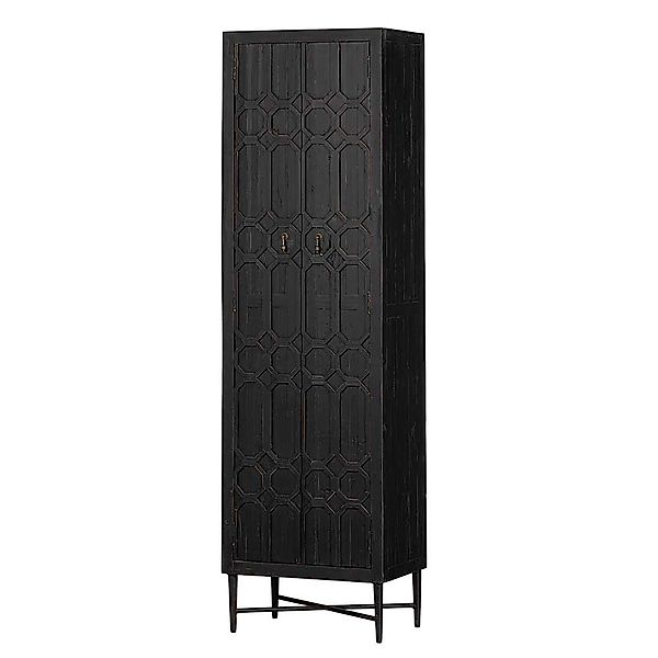 Hoher Wohnzimmer Schrank im Vintage Look Kiefer Schwarz günstig online kaufen