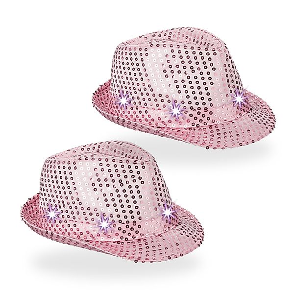relaxdays Trilby Pailletten Hüte LED 2er günstig online kaufen