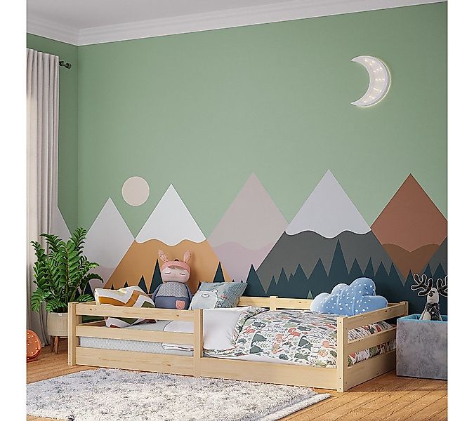 Bellabino Kinderbett Iskri mit Rausfallschutz und Lattenrost (natur, option günstig online kaufen