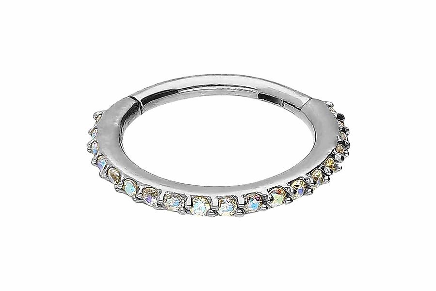 PIERCINGLINE Nasenpiercing Chirurgenstahl Segmentring Clicker EINGEFASSTE günstig online kaufen