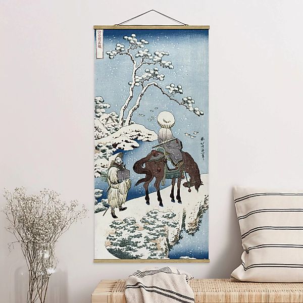 Stoffbild Tiere mit Posterleisten - Hochformat Katsushika Hokusai - Der chi günstig online kaufen