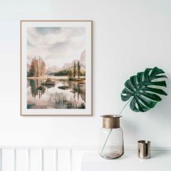 Reinders Gerahmtes Bild Bergsee für Wohnzimmer 40 cm x 30 cm Beige günstig online kaufen