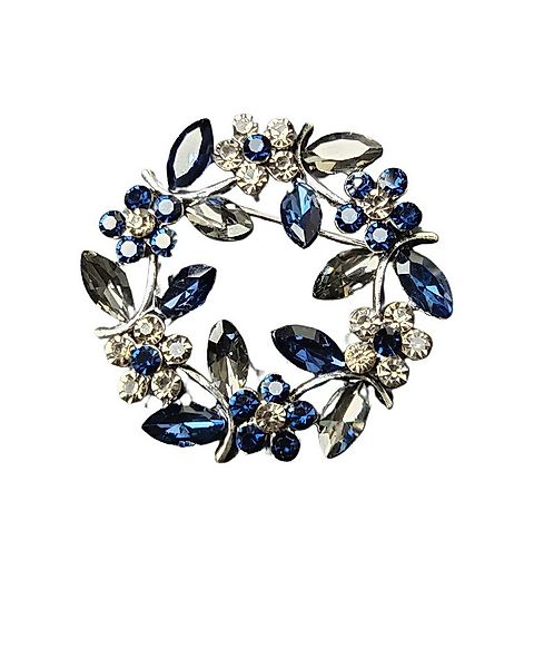 MayTree Brosche "Blumenkranz", mit Strass-Steinen, dunkelblau anthrazit (St günstig online kaufen