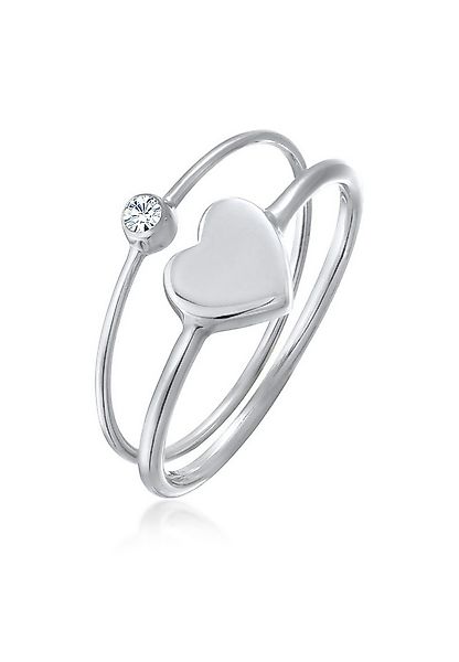 Elli Ring-Set Herz Solitär (2er Set) 925 Silber, mit Kristallen von Swarovs günstig online kaufen