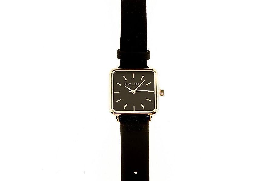 Lily + Stone Quarzuhr Armbanduhr, schwarzes Zifferblatt, schwarze Schnalle günstig online kaufen