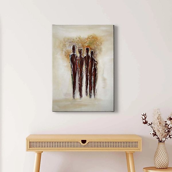 Bricoflor Abstraktes Leinwand Bild Mit Personen Moderne Kunst Bild In Beige günstig online kaufen