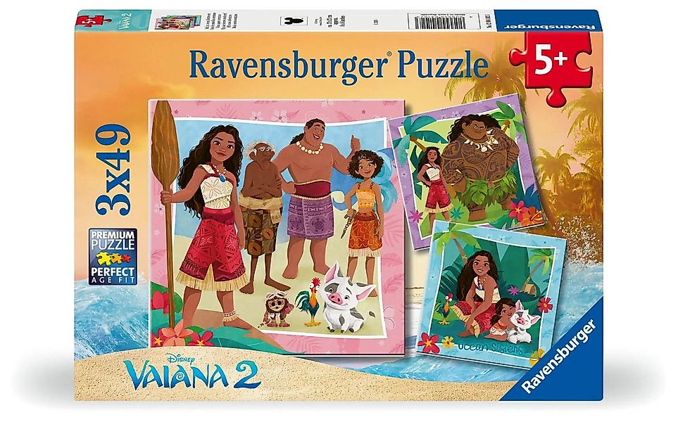 Ravensburger Puzzle Kinderpuzzle 3x49 Teile - Disney Vaiana 2 - Auf, zu neu günstig online kaufen