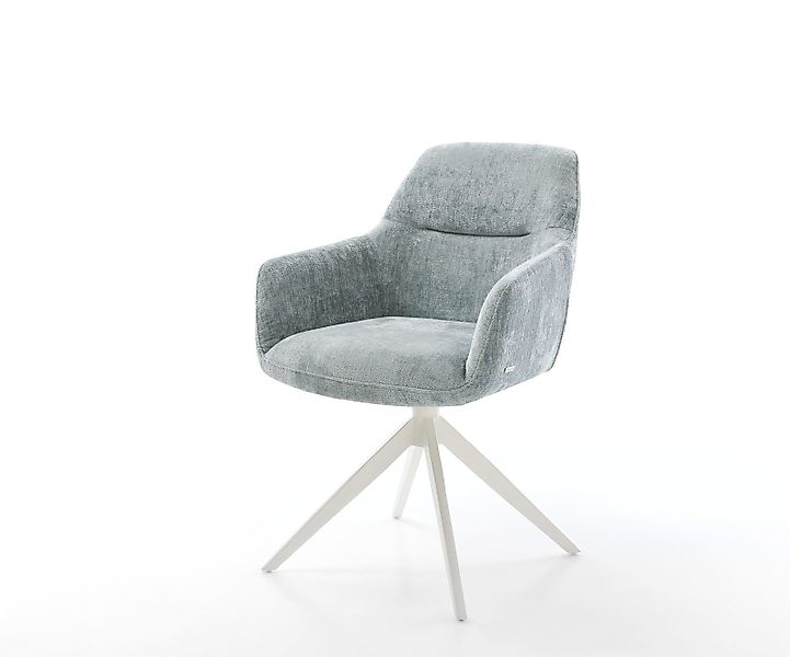 Drehstuhl Pejo-Flex Chenille Pastellblau Kreuzgestell breit Weiß 360° drehb günstig online kaufen