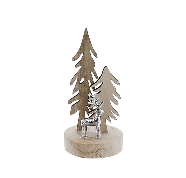 MICA Weihnachtsfigur Standdeko - Rentier vor Tannen - ca. 7,8 x 7,8 x 16 cm günstig online kaufen