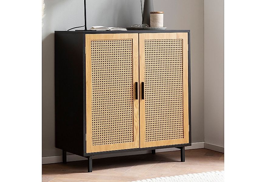 FINEBUY Sideboard FB100054 80cm mit 2 Türen in Rattan Wiener Geflecht Desig günstig online kaufen