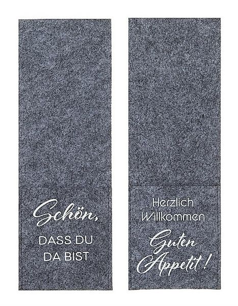 Geschenkestadl Besteckhalter 12 Stück Bestecktaschen aus Filz in grau 2 Spr günstig online kaufen