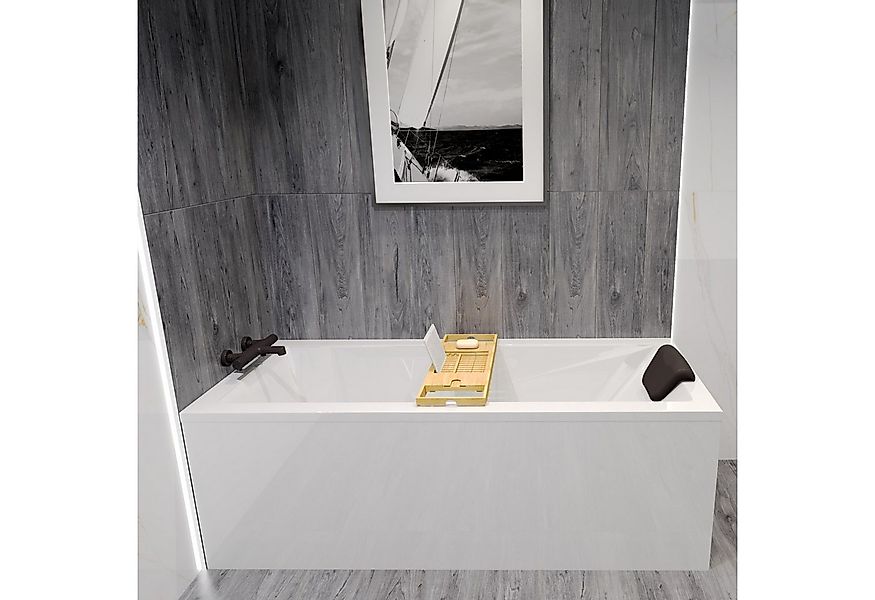 KOLMAN Badewanne Rechteck MODERN 120x70 mit AcrylSchürze + Bambus Ablage günstig online kaufen