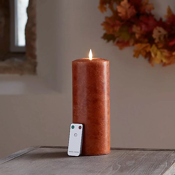 TruGlow® LED Stumpenkerze orange breit 25cm mit Fernbedienung günstig online kaufen