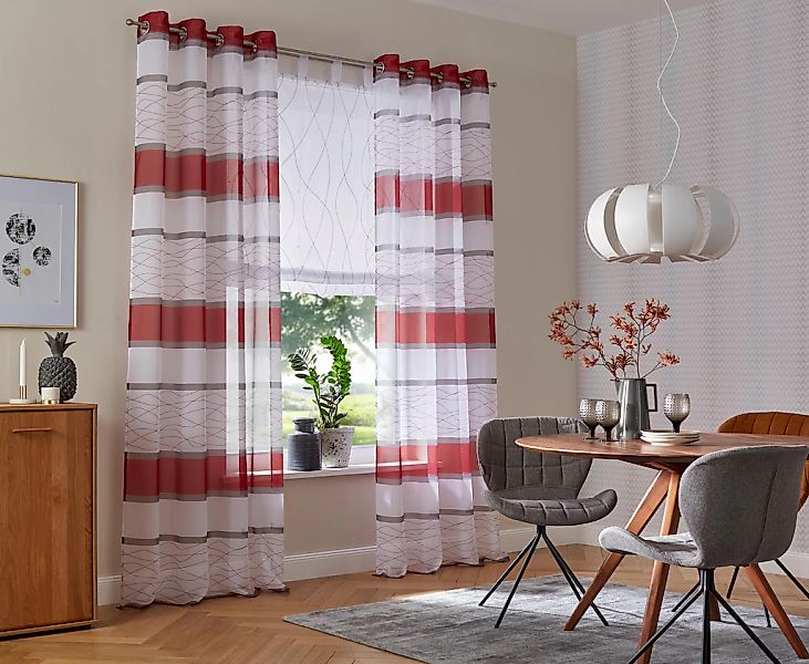 my home Gardine "Jay" Ösen 2 Stk. tlg. Vorhang, 2-er Set, Fertiggardine, tr günstig online kaufen