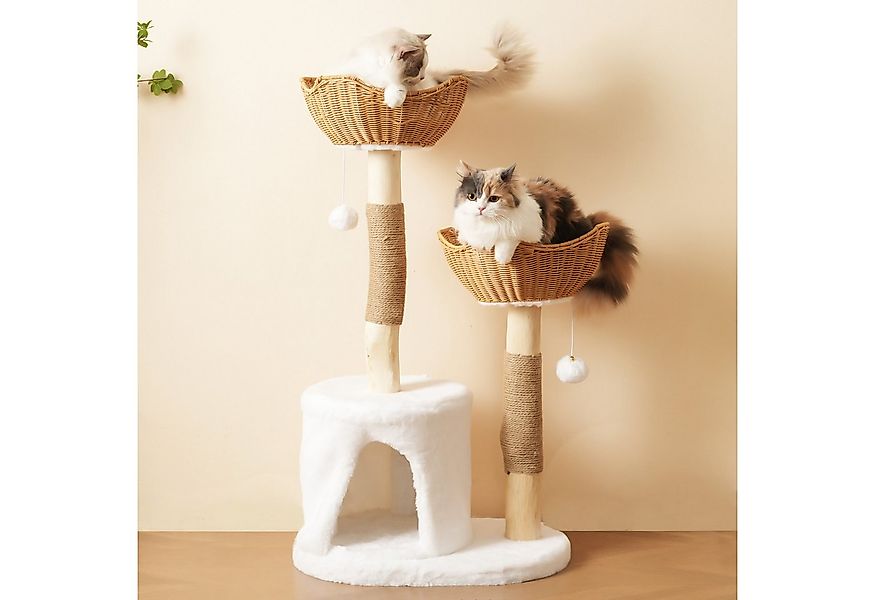 Flieks Kratzbaum PURELOVE, Katzenbaum 60x42x108cm mit 2 Körben, Höhle, Plüs günstig online kaufen