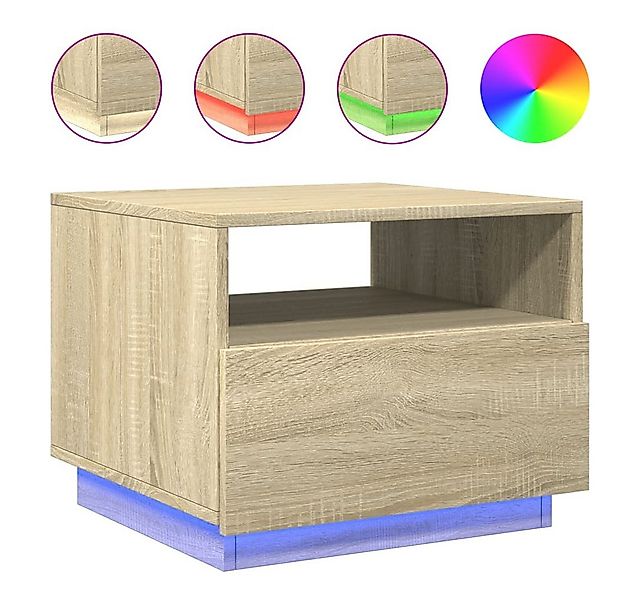 vidaXL Ablagetisch, Couchtisch mit LED-Leuchten Sonoma-Eiche 50x49x40 cm günstig online kaufen