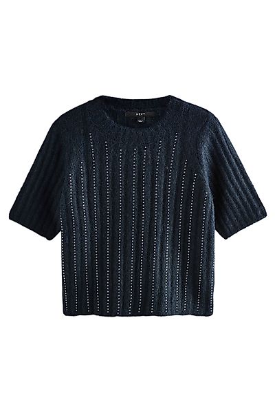 Next Rundhalspullover Geripptes Rundhals-T-Shirt aus Strick, günstig online kaufen