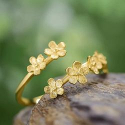 Runde Perlé Silberring zarte Vergissmeinnicht Blumen, günstig online kaufen
