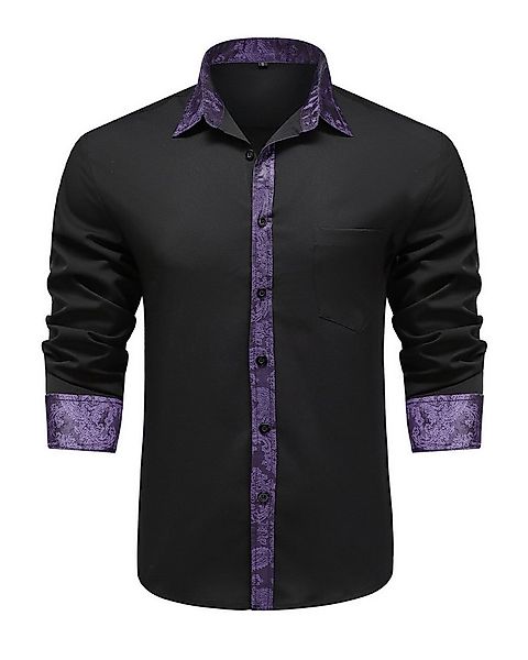 Allthemen Langarmhemd mit Stickmuster Kontrast Langarmhemd Regular Fit günstig online kaufen