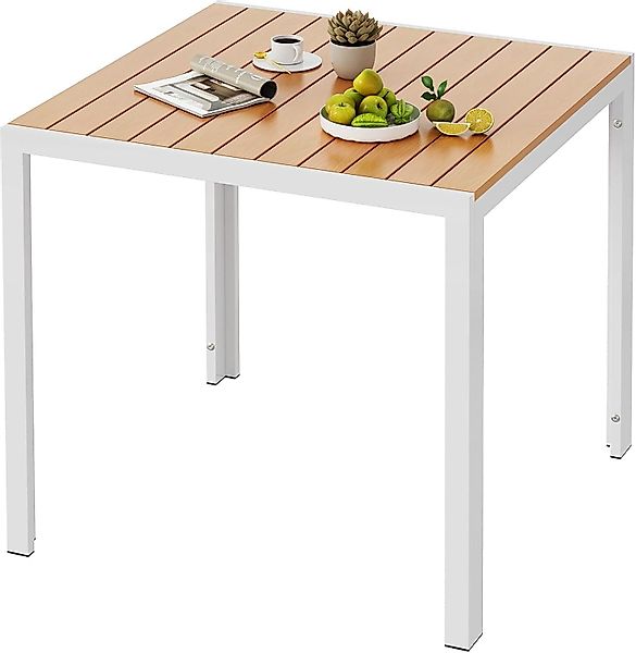 TLGREEN Gartentisch Wetterfest,Balkontisch Aluminium mit WPC günstig online kaufen