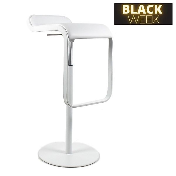 lapalma LEM S80 Barhocker | Ledersitz weiss | Gasfeder chrom | Gestell weiß günstig online kaufen