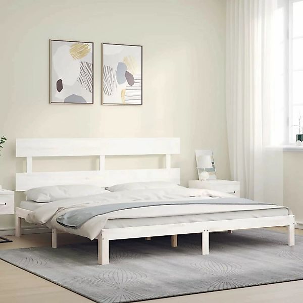 vidaXL Massivholzbett mit Kopfteil Weiß 6FT Super King1689960 günstig online kaufen