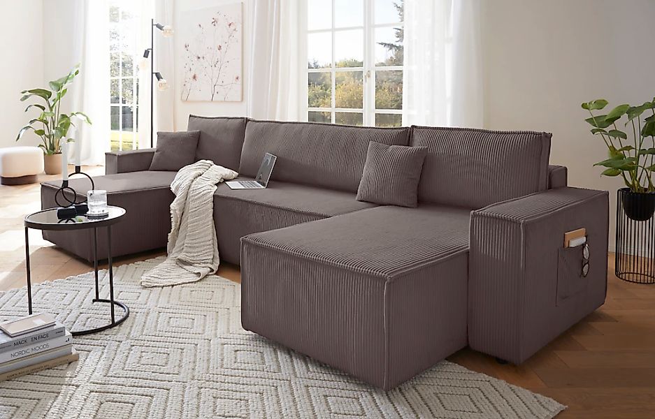 OTTO home Wohnlandschaft "CASSI, 311 cm, U-Form, Schlafsofa, Bettkasten, Bo günstig online kaufen