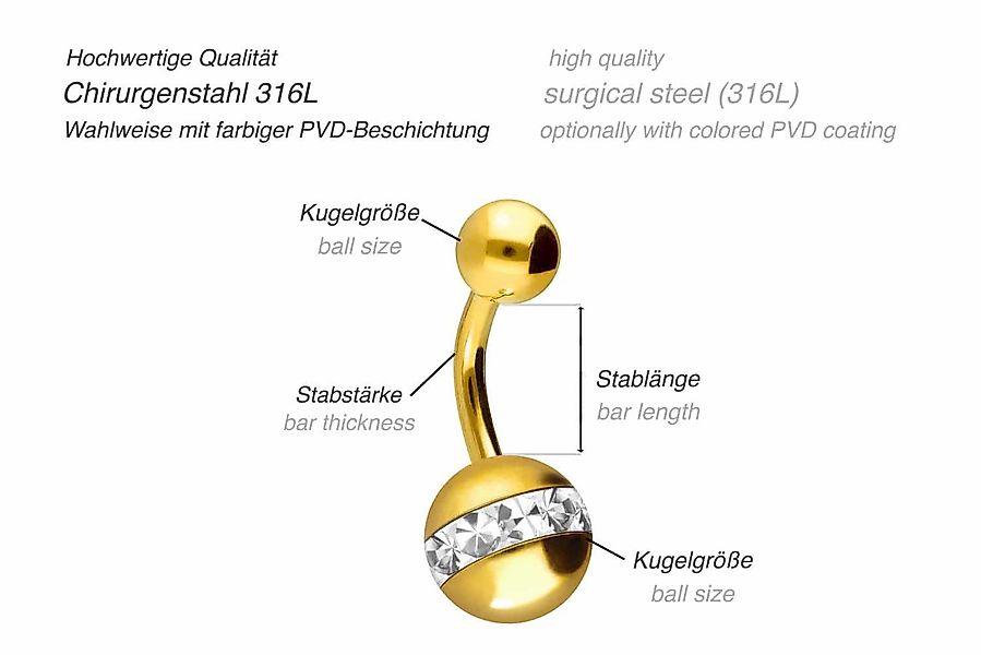 PIERCINGLINE Bauchnabelpiercing Chirurgenstahl Bananabell EPOXY-RING- + günstig online kaufen