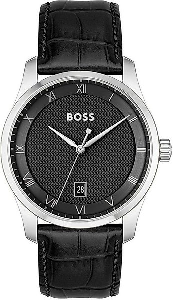 BOSS Quarzuhr PRINCIPLE 1514122, Herrenuhr, Armbanduhr, Datum, Lederarmband günstig online kaufen