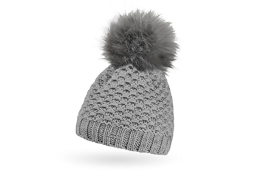 Neverless Bommelmütze Damen Winter-Mütze Strick Fleecefutter Kunstfell-Bomm günstig online kaufen
