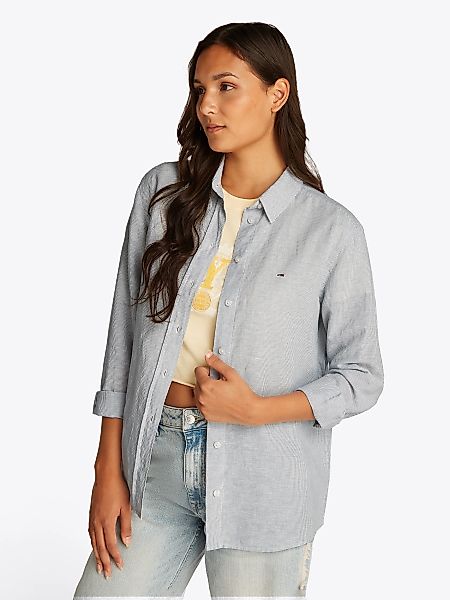 Tommy Jeans Hemdbluse "TJW RLX LINEN SHIRT", mit Logostickerei günstig online kaufen