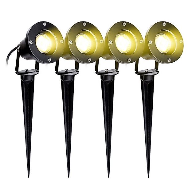 Clanmacy LED Gartenstrahler Gartenbeleuchtung mit Erdspieß 4W IP65 Gartenle günstig online kaufen